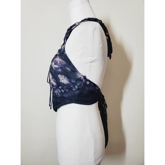 FREE PEOPLE Tessa Top Womens Xs Crop Top Floral Halter Dark Fairy Whimsigoth - Picture 3 of 8